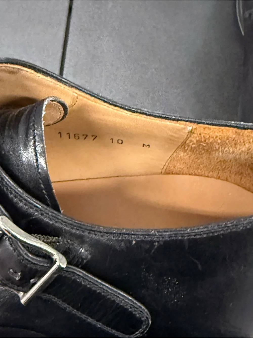Magnanni Black Leather Double Monk Strap Dress Oxfords 10M